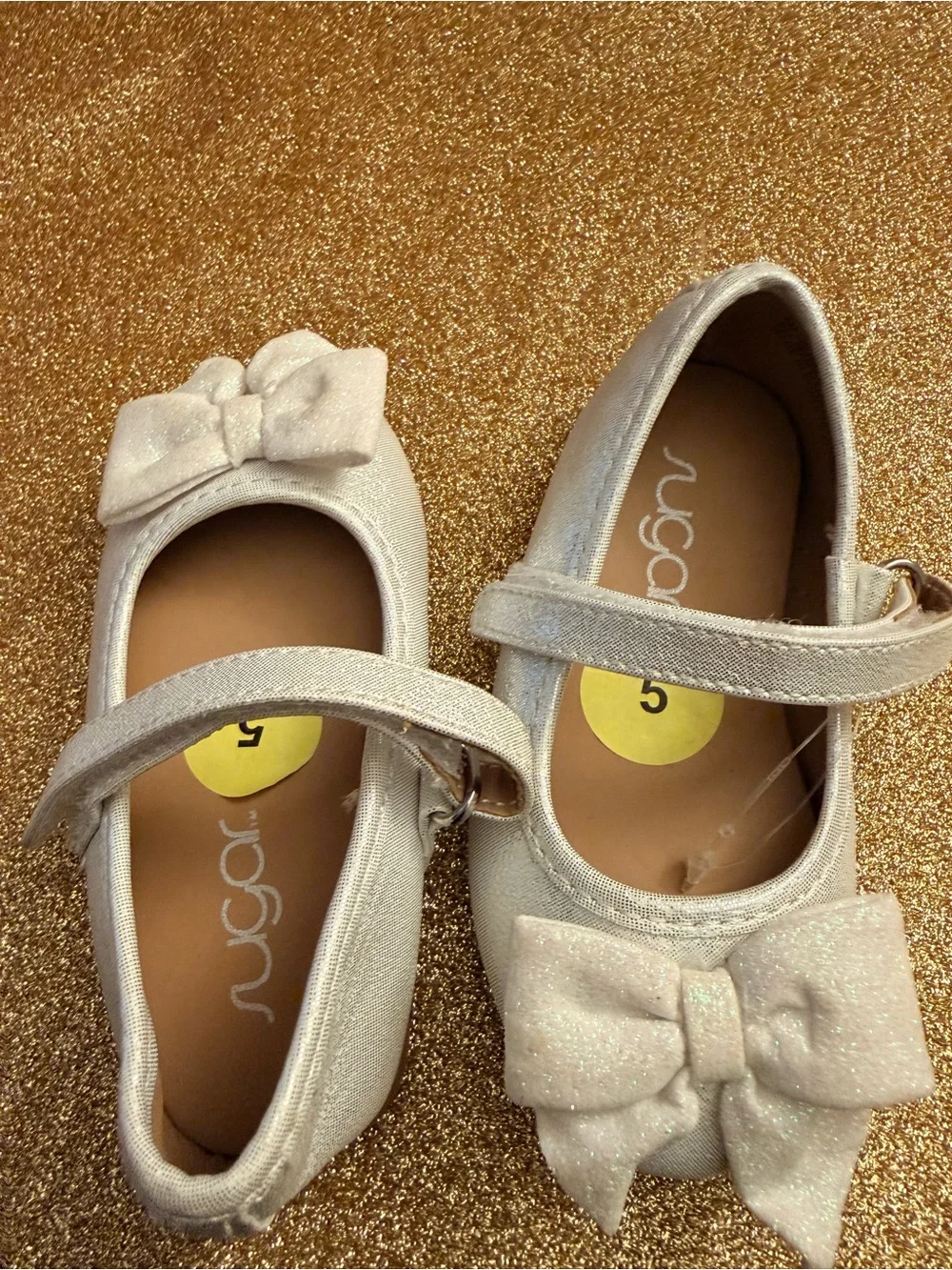 Sugar White Sparkle Bow Mary Jane Shoes
